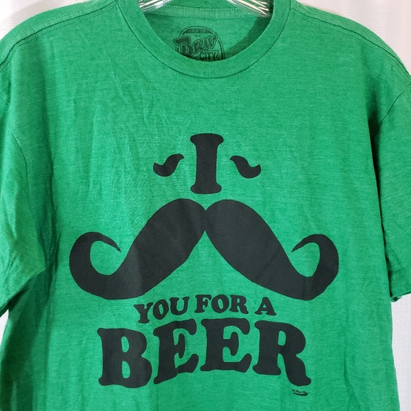 Large Brew City Green Shirt Black Graphic Tee w/ Bottle Opener - Picture 2 of 6